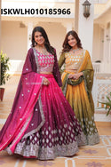 Embroidered Ombre Chinon Lehenga With Blouse And Dupatta-ISKWLH010185966