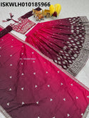 Embroidered Ombre Chinon Lehenga With Blouse And Dupatta-ISKWLH010185966