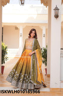 Embroidered Ombre Chinon Lehenga With Blouse And Dupatta-ISKWLH010185966