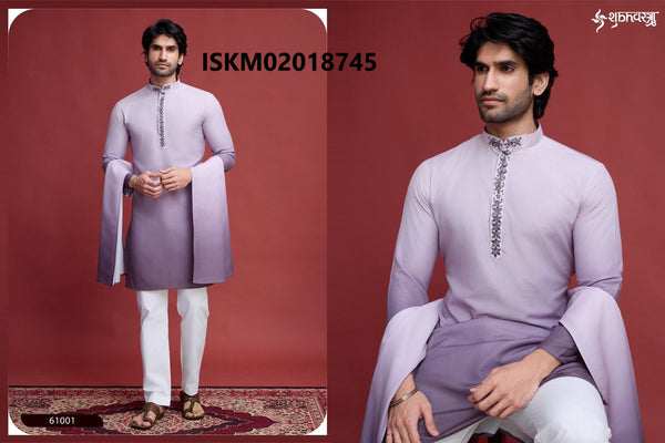 Sequined Men's Rayon Kurta With Dupatta-ISKM02018745