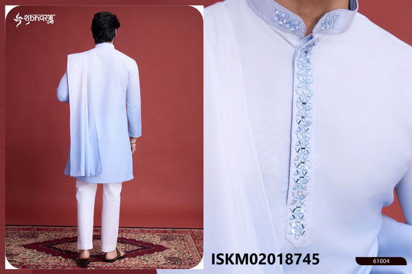 Sequined Men's Rayon Kurta With Dupatta-ISKM02018745