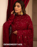 Silk Gown With Embroidered Dupatta-ISKWGN02011425/1426