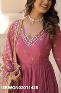 Embroidered Georgette Gown With Dupatta-ISKWGN02011428