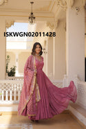 Embroidered Georgette Gown With Dupatta-ISKWGN02011428