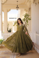 Embroidered Georgette Gown With Dupatta-ISKWGN02011428