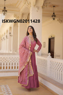 Embroidered Georgette Gown With Dupatta-ISKWGN02011428