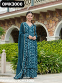 Digital Printed Chinon kurti With Palazzo And Organza Dupatta-ISKWPL0301OMK3000