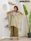 Sequined Cotton Kaftan Top With Pant-ISKWKU0301OMK3012