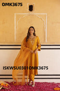 Embroidered Silk Kurti With Shantoon Pant And Organza Dupatta-ISKWSU0301OMK3675