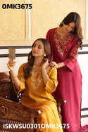 Embroidered Silk Kurti With Shantoon Pant And Organza Dupatta-ISKWSU0301OMK3675