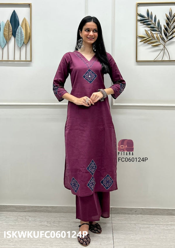 Printed Cotton Kurti With Palazzo-ISKWKUFC060124G/FC060124P