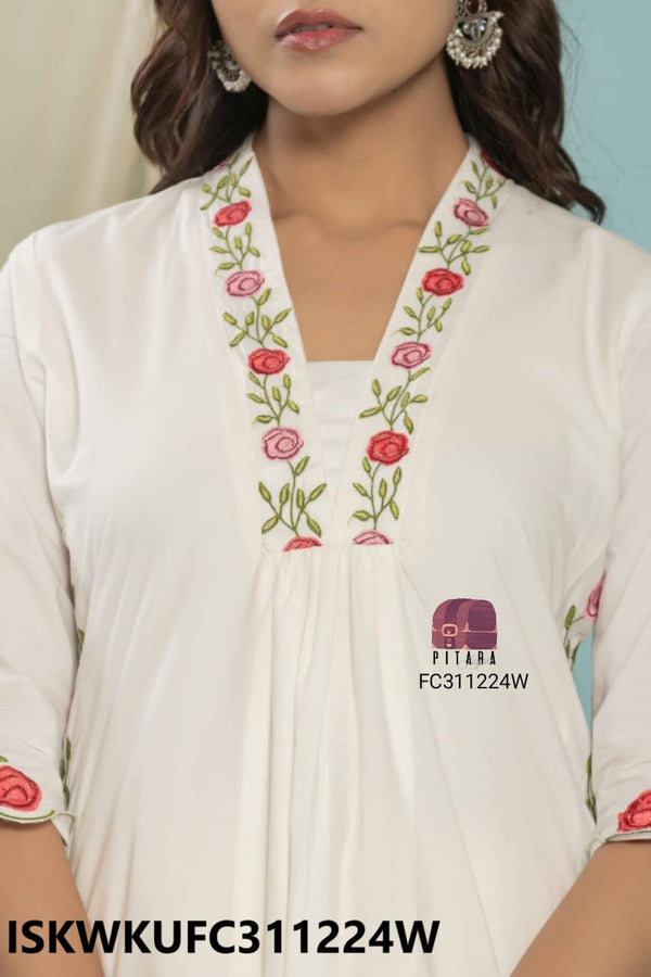 Embroidered Cotton Silk Kurti With Pant-ISKWKUFC311224W