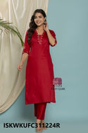 Embroidered Cotton Silk Kurti With Pant-ISKWKUFC311224R