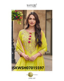 Embroidered Silk Kurti With Georgette Sharara And Organza Silk Dupatta-ISKWSH07015597