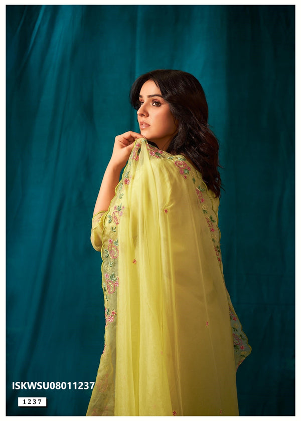 Embroidered Silk Kurti With Pant And Dupatta-ISKWSU08011237