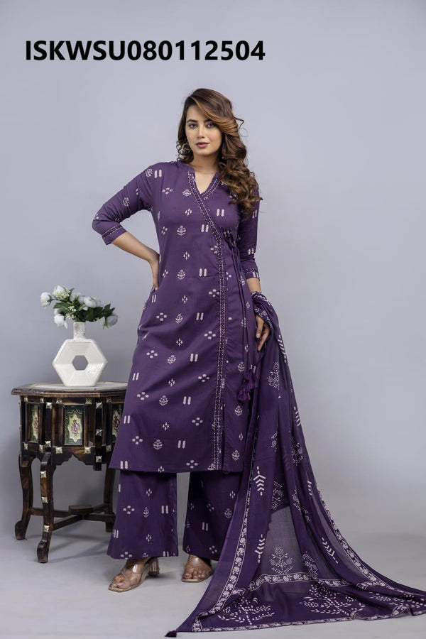 Printed Cotton Kurti With Pant And Dupatta-ISKWSU080112504