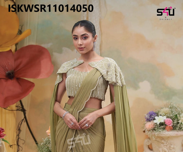 Sequined Georgette Ready To Wear Saree And Blouse-ISKWSR11014050