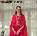 Silk Gown Attached With Printed Cape-ISKWGN11014051