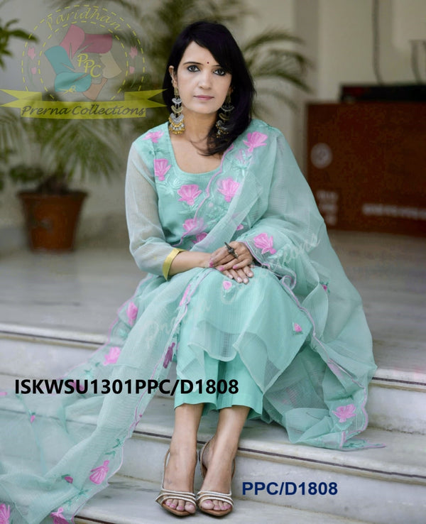 Embroidered Kota Doriya Kurti With Cotton Pant And Kota Doriya Dupatta-ISKWSU1301PPC/D1808