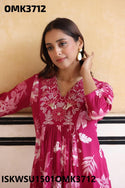 Digital Floral Printed Cotton Kurti With Pant And Chiffon Dupatta-ISKWSU1501OMK3712