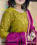 Handloom Weaved Silk Kurti With Pant And Handloom Zari Dupatta-ISKWSU1501PPC/D1807