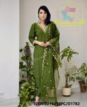 Embroidered Organza Kurti With Silk Pant And Dupatta-ISKWSU1501PPC/D1782