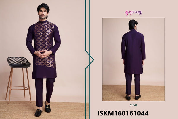 Men's Sequined Silk Kurta-ISKM160161044/61043/61042/61041