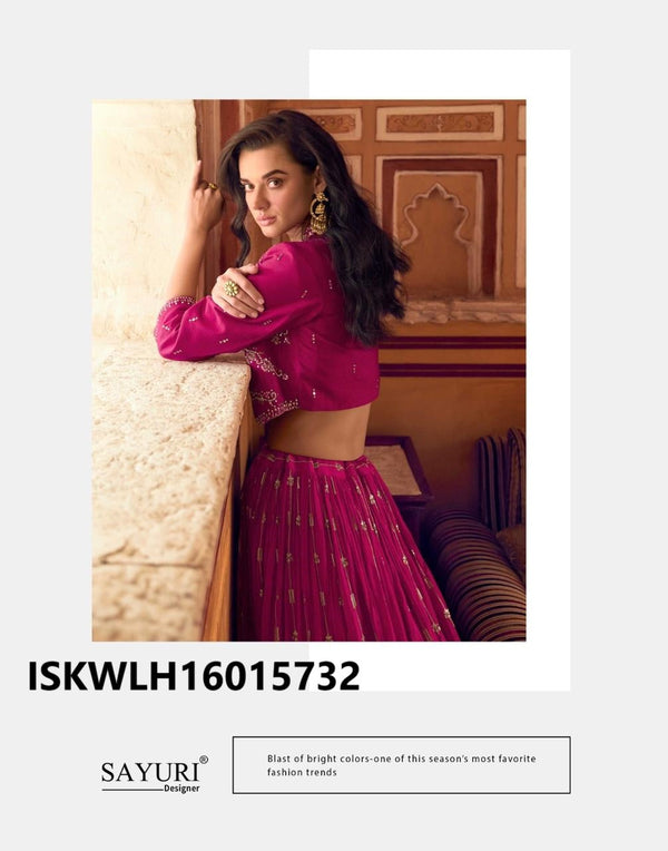 Embroidered Chinon Silk Lehenga And Blouse Attached With Jacket-ISKWLH16015732