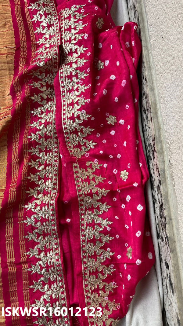 Bandhani Printed Gaji Silk Saree With Blouse-ISKWSR16012123