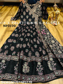 Hand Block And Liquid Gold Printed Art Silk Gown With Kota Doriya Dupatta-ISKWGN1701NP3170