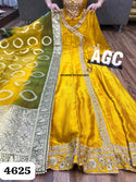 Embroidered Chinon Silk Gown With Banarasi Weaved Organza Dupatta-ISKWGN1701AGC4625