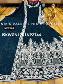 Embroidered Georgette Gown With Dupatta-ISKWGN1701NP2744/NP2743