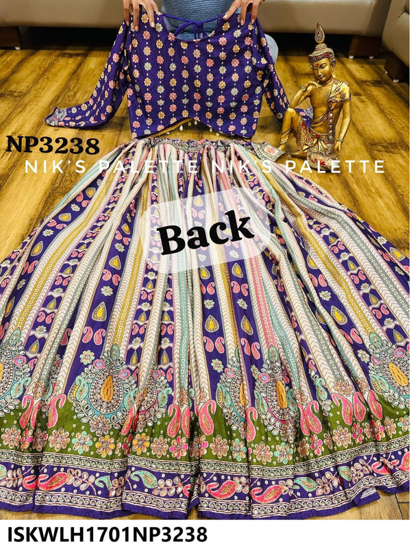 Digital Printed Crepe Silk Lehenga With Blouse And Dupatta-ISKWLH1701NP3238