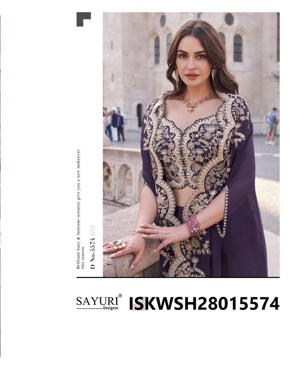 Silk Sharara And Crop Top And Embroidered Jacket-ISKWSH28015574