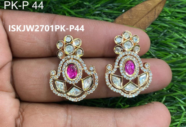 Kundan Earrings-ISKJW2701PK-P-44