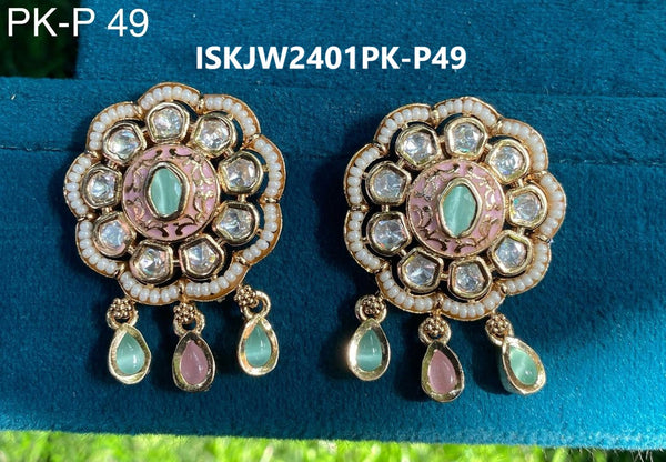 Kundan Earrings-ISKJW2501PK-P-49