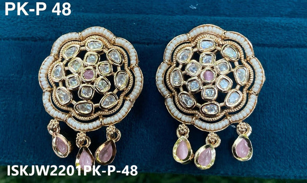 Kundan Earrings-ISKJW2201PK-P-48