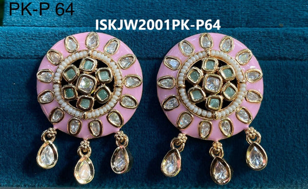 Kundan Earrings-ISKJW2001PK-P64