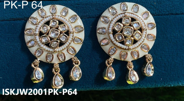 Kundan Earrings-ISKJW2001PK-P64