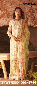 Floral Printed Chinon Kurti With Sharara And Dupatta-ISKWSH3001OMK3744