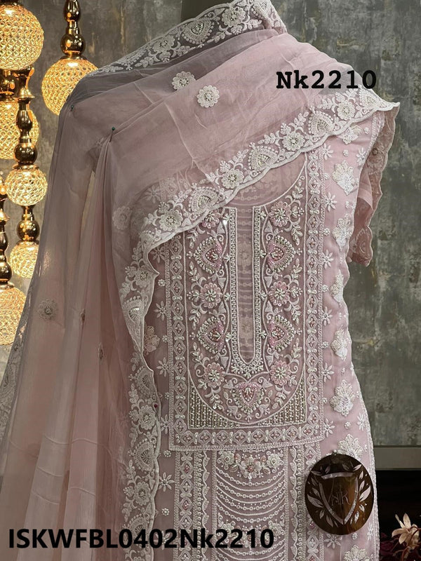 Embroidered Georgette Kurti With Shantoon Bottom And Chiffon Dupatta-ISKWFBL0402Nk2210