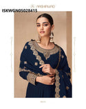 Embroidered Silk Gown With Dupatta-ISKWGN05028415