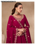 Embroidered Silk Gown With Dupatta-ISKWGN05028415