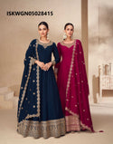 Embroidered Silk Gown With Dupatta-ISKWGN05028415