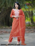 Embroidered Cotton Kurti With Pant And Kota Doriya Dupatta-ISKWSU1002PPC/D1692