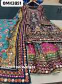 Digital Printed Tabby Silk Kurti With Sharara And Dupatta-ISKWSH0104OMK3851