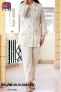 Embroidered Linen Cotton Co-Ord Set-ISKWIDWJV200325C