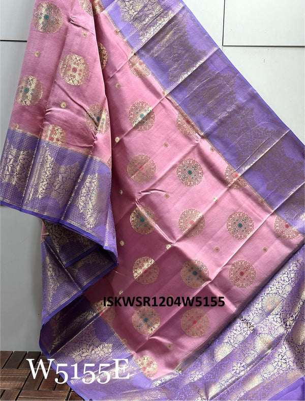Zari Weaved Silk Saree With Contract Blouse-ISKWSR1204W5155