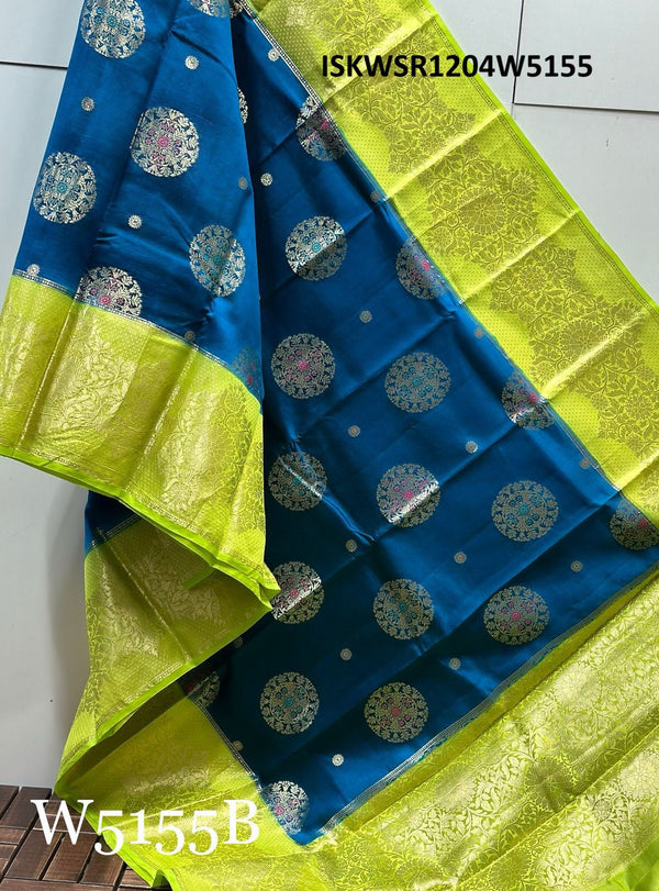 Zari Weaved Silk Saree With Contract Blouse-ISKWSR1204W5155