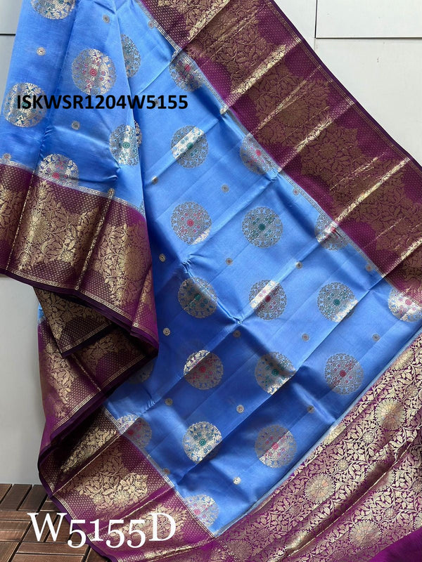 Zari Weaved Silk Saree With Contract Blouse-ISKWSR1204W5155
